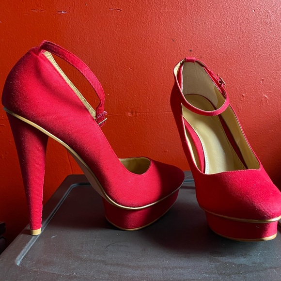 Red Platform Heels - Picture 1 of 8